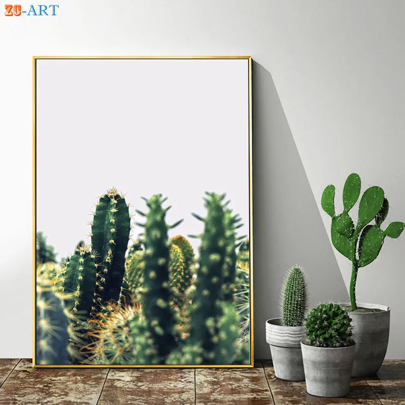Растительным принтом кактус Wall Art Противоударная заданяя плакат минималистское