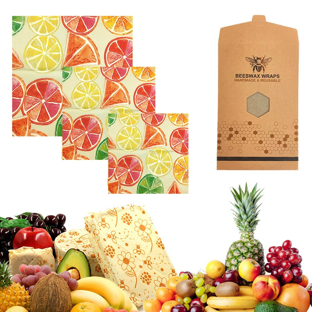 

Reusable Beeswax Food Storage Wraps Zero Waste Cling Sandwichs Wrappers Sustainable Bowl Cover Eco Friendly Bees Wax Food Wraps