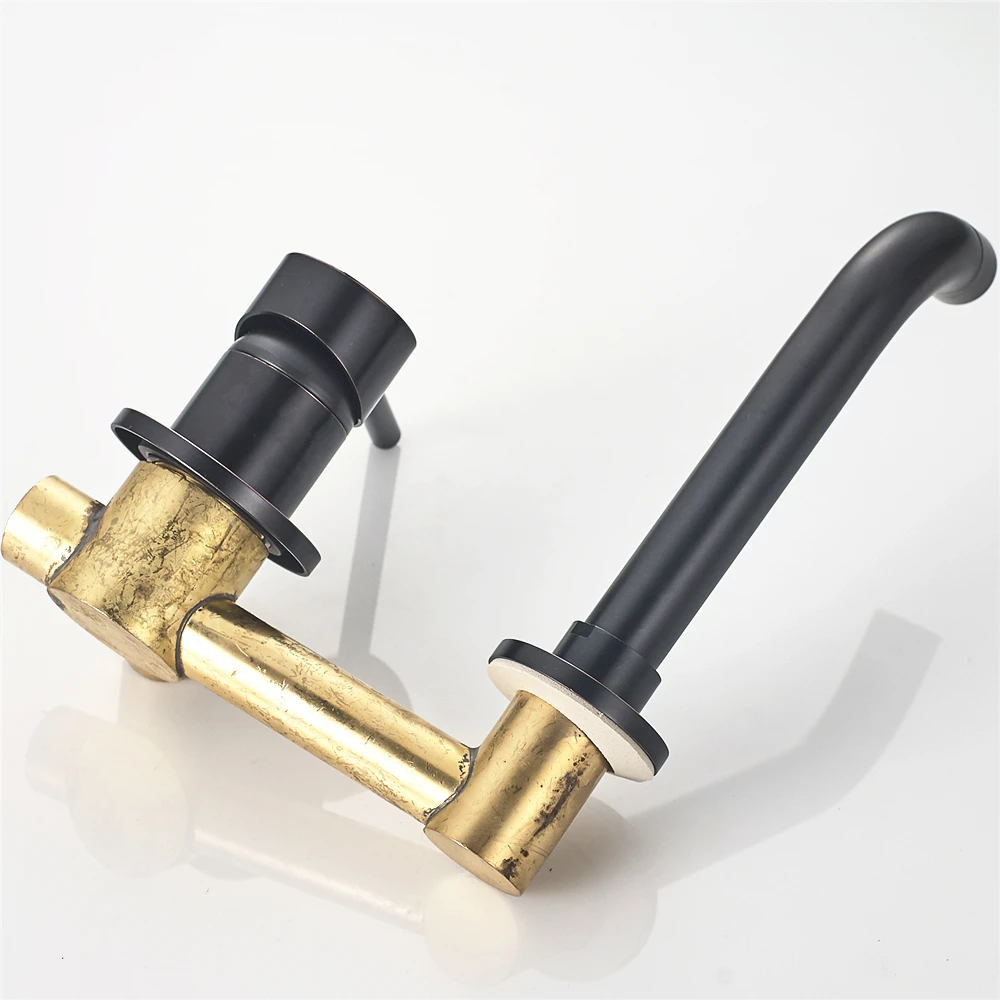 Vidric Wholesale And Retail Matte Black Oil Brushed/Chrome Brass Wall Mounted Basin Faucet Single Handle Mixer Tap Hot& Cold Wa