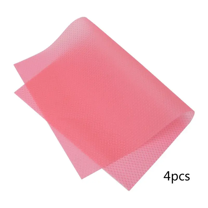 4pcs Washable Antibacterial Refrigerator Pads Tailorable Fridge Mats Waterproof Antifouling - Цвет: Pink