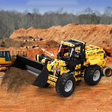 Колесный погрузчик с дистанционным управлением, детские развивающие строительные блоки, электрический пульт дистанционного управления, игрушечный инженерный автомобиль