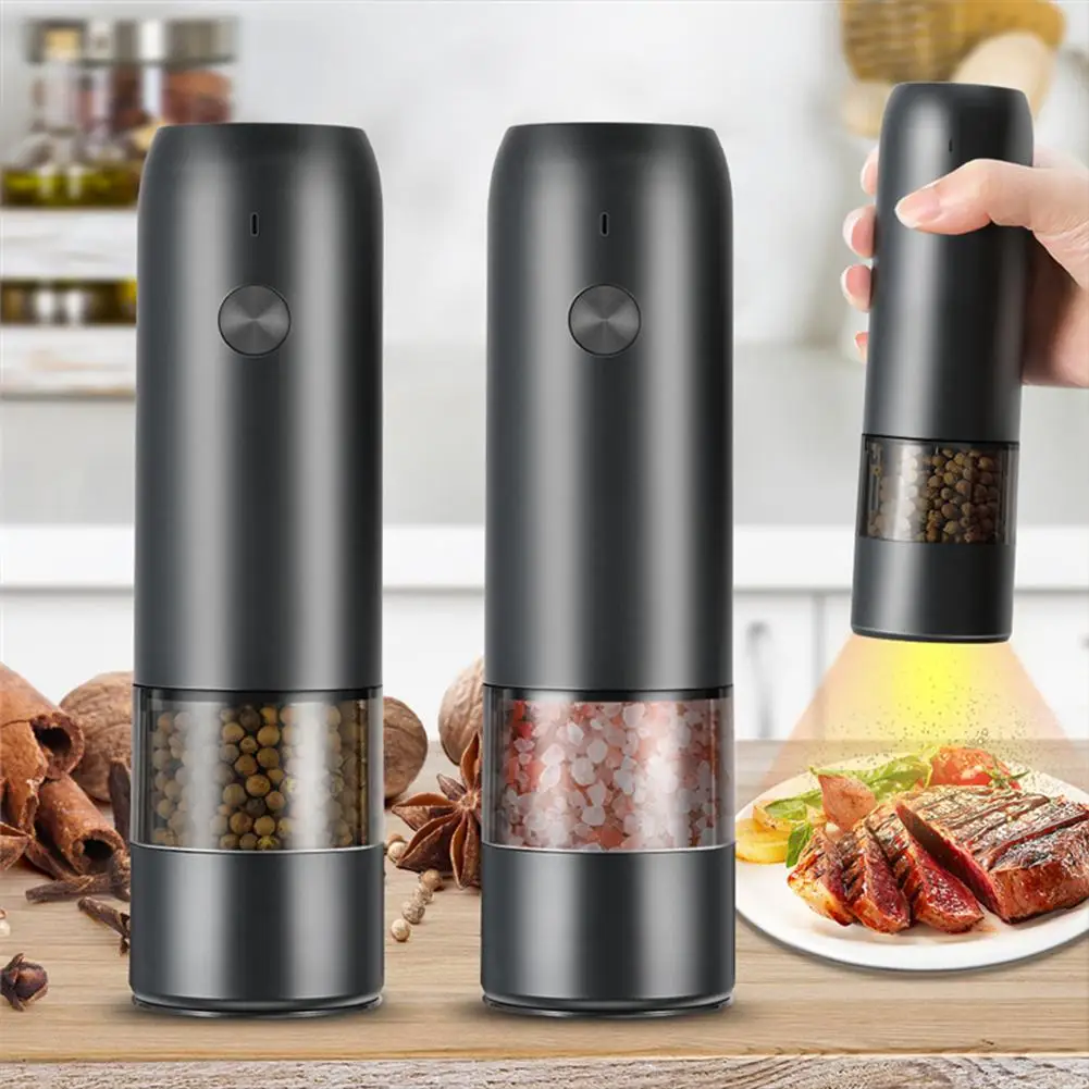 KLT Electric Grinder With Led Light Home Portable Adjustable Coarseness  Type-C Charging Salt Pepper Spice Mill Kitchen Tools - AliExpress