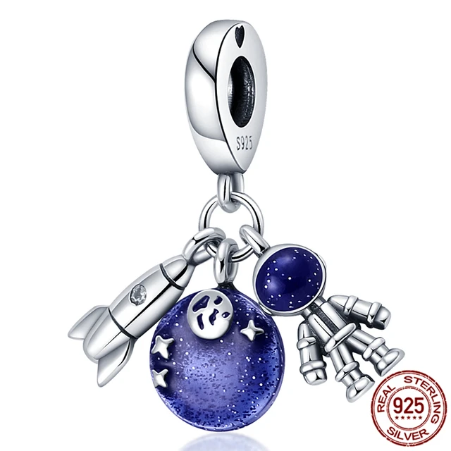 plata charms of ley 925 original Fits original pandora bracelet 925 silver women pendant jewelry galaxy starry sky charms beads PAC045