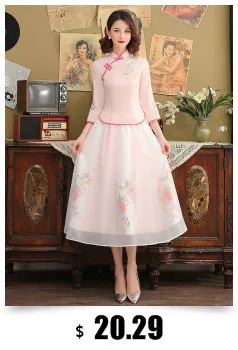 Sheng Coco блузки Hanfu Китайский стиль Cheongsam топы с длинными рукавами в виде листьев лотоса костюм Тан женский хлопок вышивка Qipao рубашка