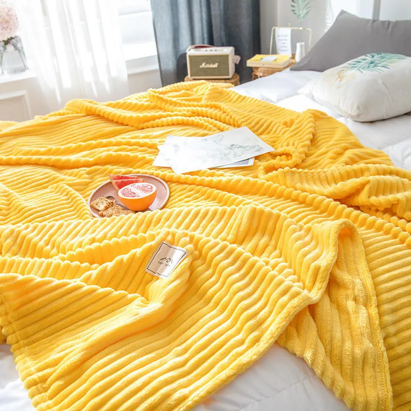 Розовое, желтое Полосатое Фланелевое Флисовое одеяло, мягкое покрывало для взрослых, покрывало для кровати, покрывало для дивана, декоративное одеяло, Мантас Де Кама