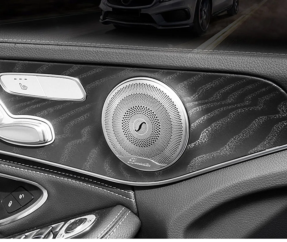 4 шт. Автомобильный Дверной аудио динамик декоративная крышка громкий динамик 3D накладка наклейка для Mercedes Benz AMG C E класс W205 W213 GLC автомобильный Стайлинг