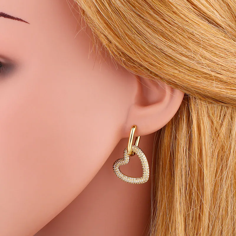 Модные серьги кольца с кубическим цирконием 1 пара массивные геометрические