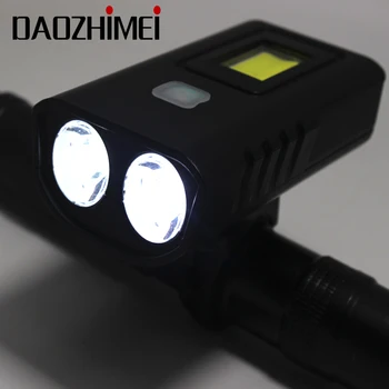 

5000LM Front Bike Headlight XML T6+COB LED Cycling Light 5 modes USB Built-in Rechargeable Battery flashlight Mount+USB line