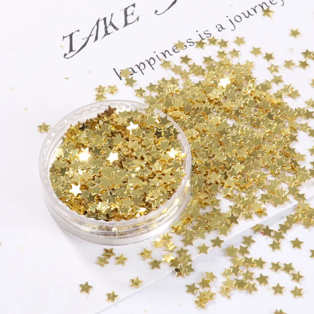 10g/Pack light gold 3mm Star Shape Sequins for Nails art,Women manicure Glitter Paillette, Wedding Decoration confetti