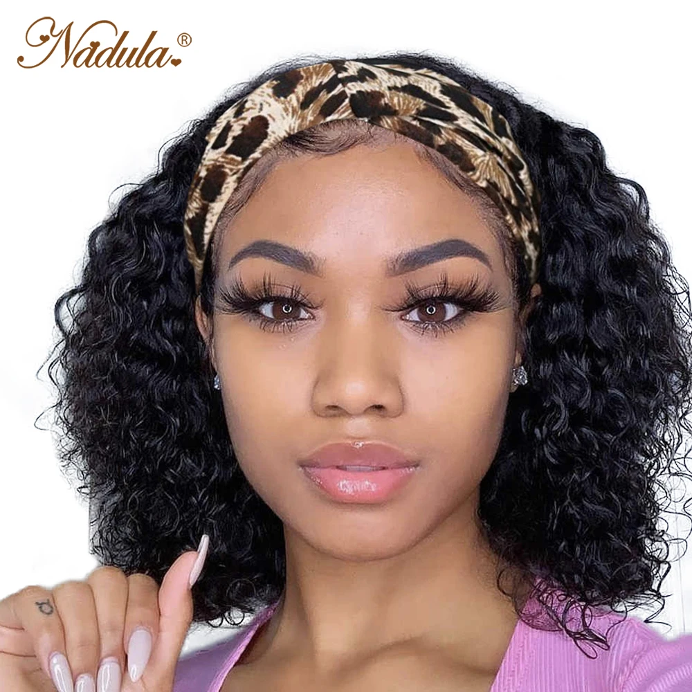 Nadula Hair Headband Wig Culry Hair Short Bob Wig Glueless Brazilian
