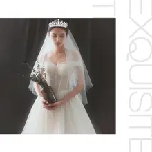 2 шт., свадебная корона, вуаль с гребнем, Изящная кружевная свадебная вуаль Heardress, одежда для волос, для невесты, свадьбы, аксессуары для свадьбы