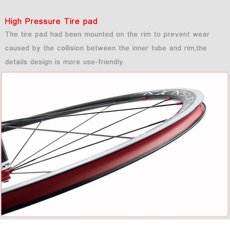 RXR 700C Bike Wheelset Carbon Hub Road Bike Bicycle F&R Wheels Wheelset Clincher Sealed Bearings 7-11 Speed V Brake (14)