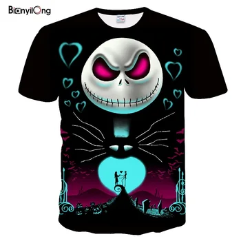 

2019 new t shirt men nightmare christmas jack skull 3d print t shirts summer men harajuku funny tee streetwear hip hop pullover
