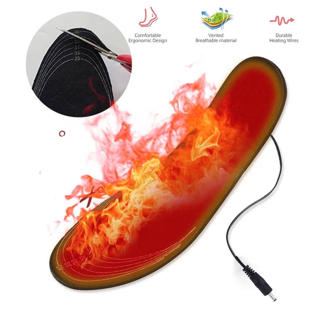 1 Pair USB Insoles Heated Thermal Underwear Men Winter Outdoor Sports Heating Shoe Insoles Feet Warmer Sock Pad Washable Thermal 3