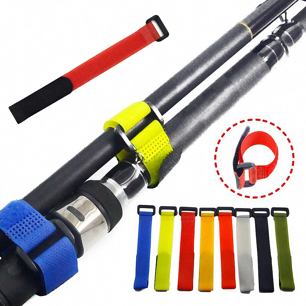 10Pcs Reusable Fishing Rod Tie Holder Strap Suspenders Fastener Hook