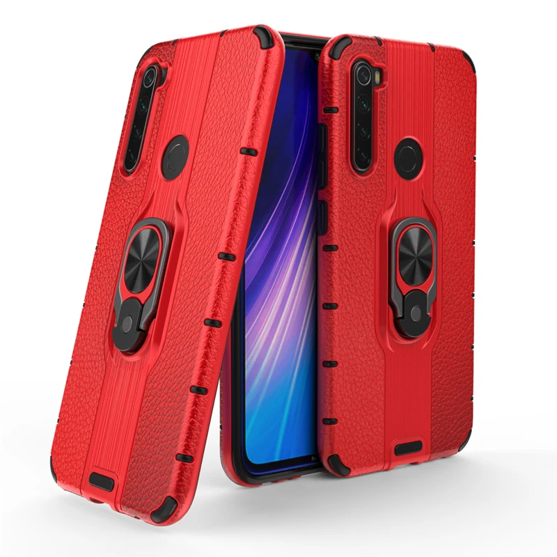Red Magnetic Car Armor Case for Xiaomi Redmi Note 8 Matte PC& Soft Silicone Edge Cover Cases for Xiaomi Redmi Note 8 Porsche Design - Цвет: Red