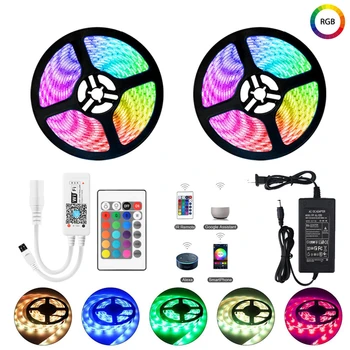 

LED Strip Light WiFi RGB Waterproof SMD 5050 2835 DC12V Diode Flexible Ribbon WiFi Contoller+Adapter Plug 24Keys 5M 10M 15M