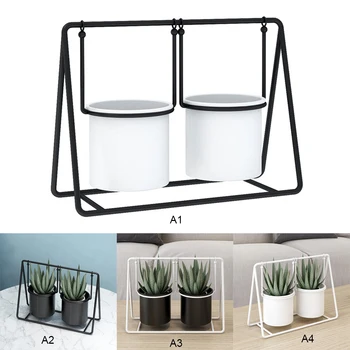 

Nordic Style Desktop Flower Pot Holder Iron Art Double Flower Container Planter Pot Rack for Home Wedding Garden Decor