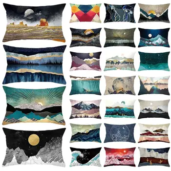 

Pillowcase Multifunctional Convenient and Durable Short Plush Rectangular Pillowcase Mountain and Star Landscape Pattern