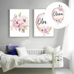 Peinture de paysage de pivoine florale légère sans cadre, pour chambre de pépinière, images d'art murales 