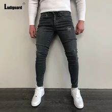 Ladguard pantalones vaqueros rasgados para hombre, ropa de calle informal, estilo Hip Hop, 2022