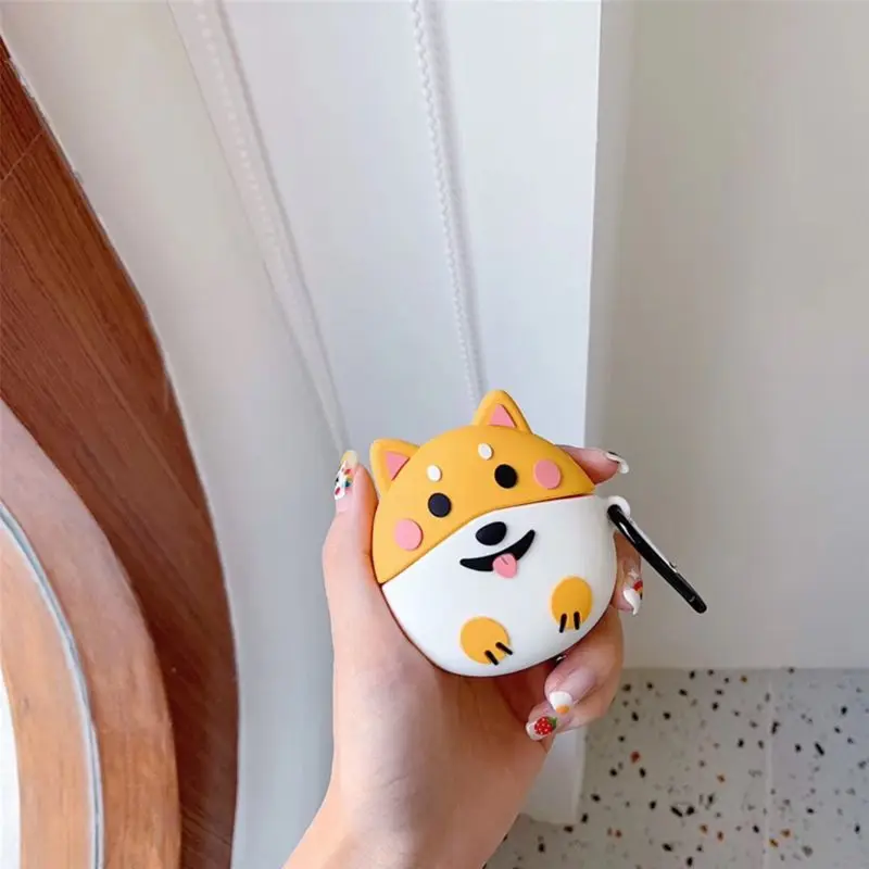 Lovely Dog Style Protective Case Silicone Cover with Carabiner for Airpods 1/2 for smart watch
