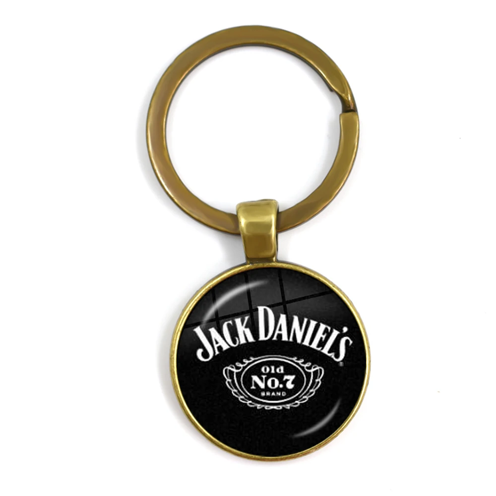 Модные брелки Jack Daniels 25 мм, стеклянный кабошон, брелок для ключей, держатель для игры, сопутствующие ювелирные изделия, милые подарки для мужчин - Color: 12