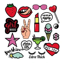 Губная помада, пластыри, железная наклейка, джинсовая, сделай сам, легко использовать, теплопередача, виниловые наклейки для одежды, на заказ, модная одежда для девочек