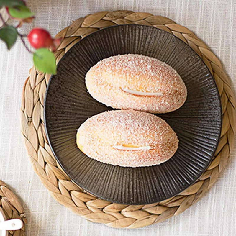 6 Pcs Woven Placemats,Natural Water Hyacinth Weave Placemat Round Braided Rattan Tablemats