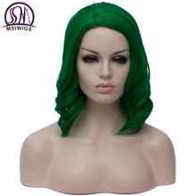 MSIWIGS зеленые синтетические парики для косплея для белых и черных женщин натуральный волнистый афро короткий парик Розовый Красный Фиолетовый термостойкий