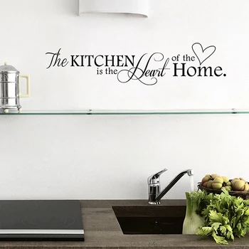 Novelty The Kitchen Is The Heart Of The Home DIY Removable Wall Quote Sticker for Kitchen Decor