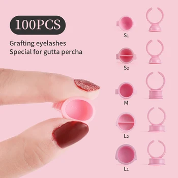

Wholesale 100Pcs Eyelash Extension Glue Rings Tattoo Pigment Glue Holder Ring Pallet For Eyelash Extension Salon Use Makeup Tool