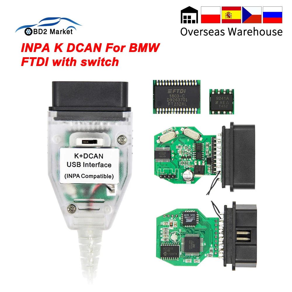 Инструмент для диагностики автомобиля INPA K DCAN с переключателем FTDI OBD 2 инструмент +