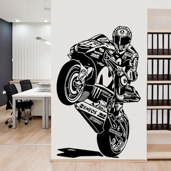 

Large Size Motorcycle Wall Sticker Racing Driver Decor Motorcyclist Wall Decal Motocross Teen Room Boys Home Bedroom Decor C362