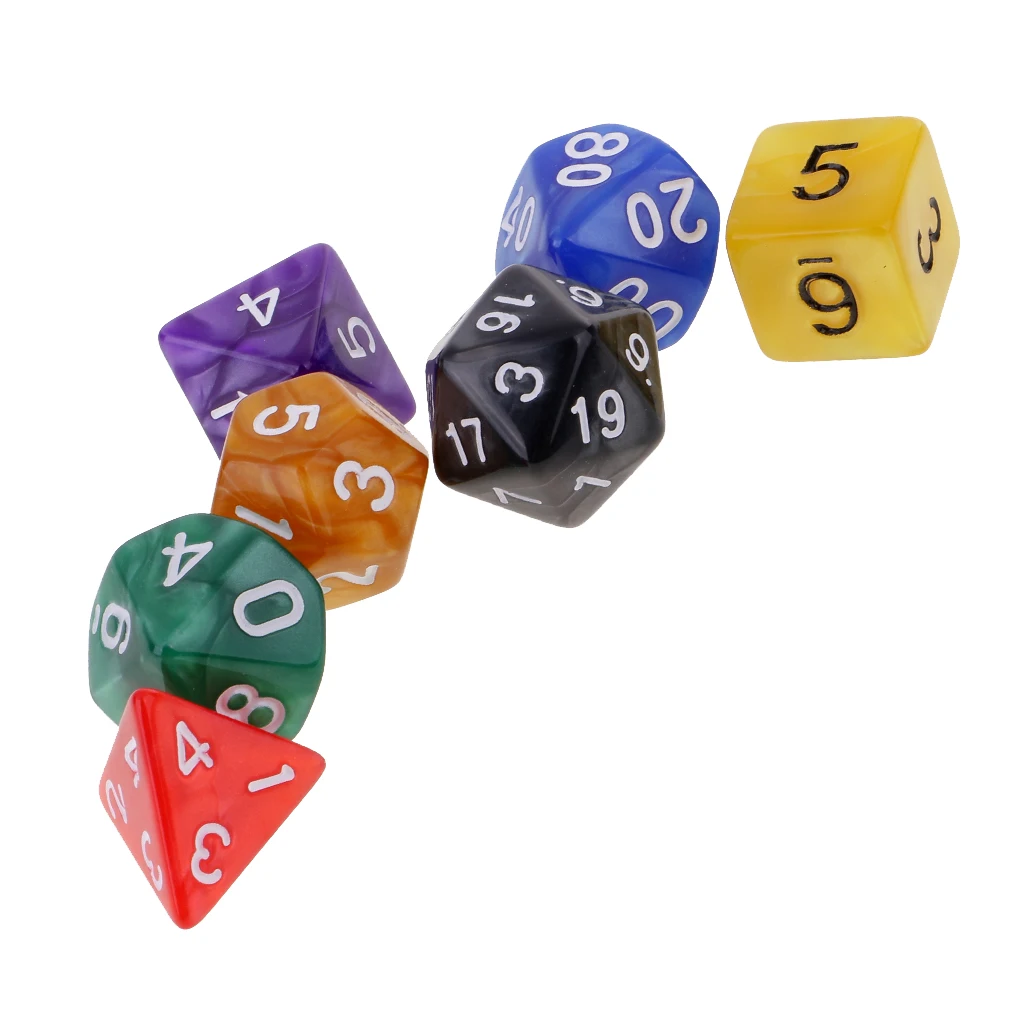 7Pcs 16mm Dice d20 d12 d8 d10 d6 d4 Die Polyhedral for D&D Wargaming Players