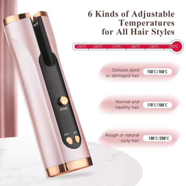 NICARE Automatic Hair Curler Curling Iron LCD Display USB Rechargeable Corrugation for Hair Home Portable Hair Wave Styling Tool 3