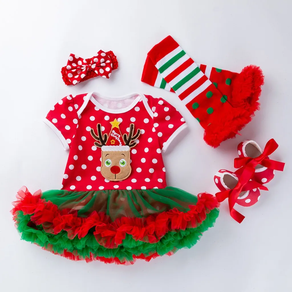 My first christmas/Одежда для девочек из 4 предметов Рождественский Рисунок для маленьких девочек, комбинезон, юбка, комплект одежды, красная одежда meisjes kleding