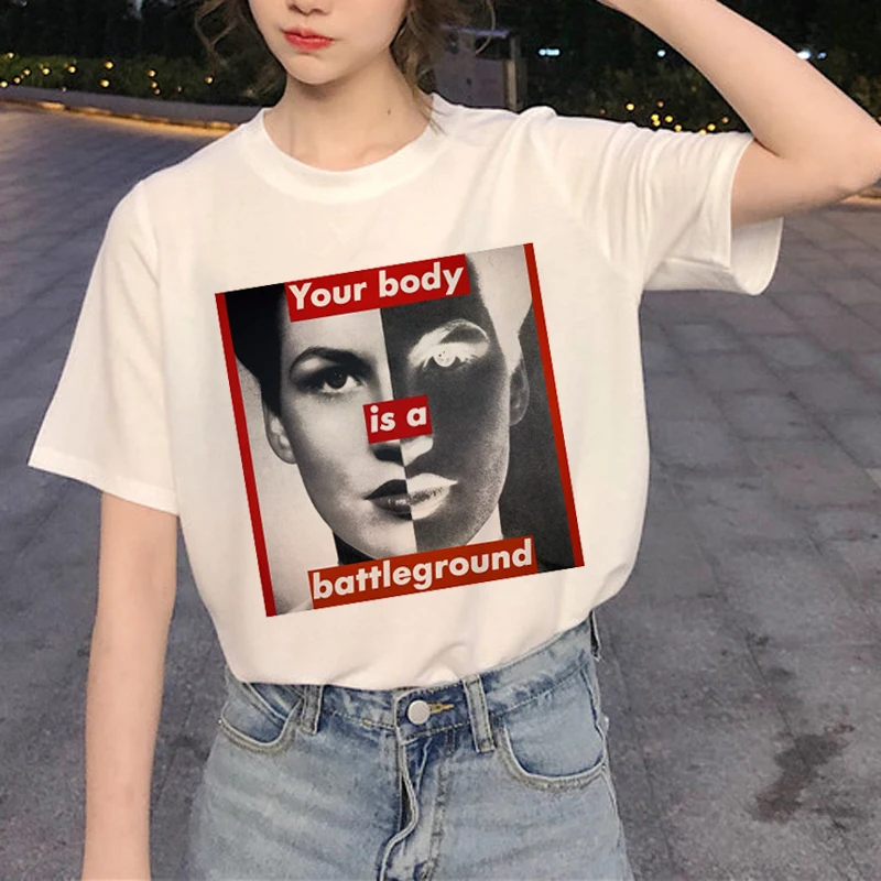 Новинка женской футболки Для женщин прав grl PWR Harajuku Ullzang футболка Девушка силы 90s футболка с изображением корейский стиль футболки женские - Цвет: 21422