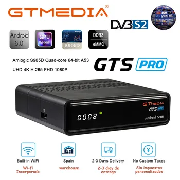 

Original Gtmedia GTS Pro DVB S2 Satellite Receiver Android 6.0 4K Built-in WIFI M3U Decoder 2GB RAM 8GB ROM Amlogic Set Top Box