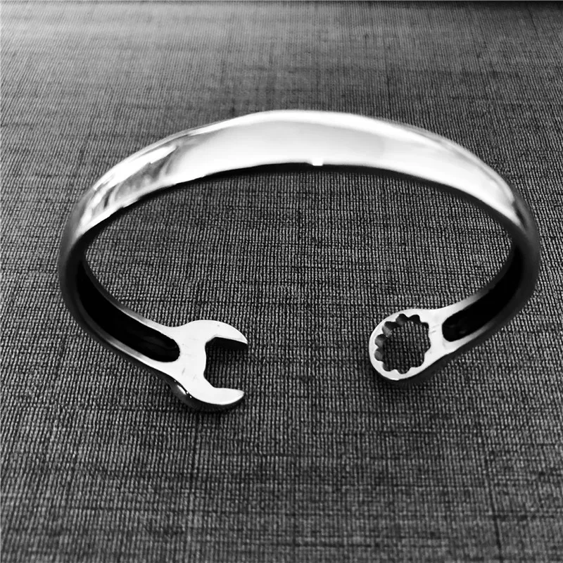 Wrench Biker Bangle 316L Stainless Steel Cool Spanner Bracelet For - Main Image