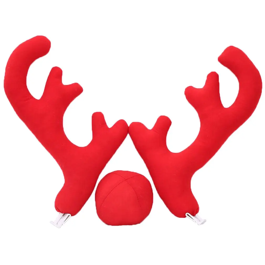 

Cute Vehicle Nose Antlers Reindeer Nose Christmas Auto Car Costume Decoration Full Set Christmas Atmosphere Decorations