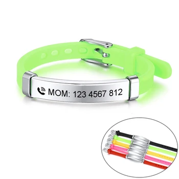 

Silicone Bracelets Engraving Mom Dad Contact Phone Number Bady ID Length Adjustable Custom Emergency Reminder Jewelry