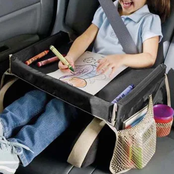 

Car Seat Travel Tray Safety Seat Play Table Organizer Storage Snacks Toys Cup Holders Rack Waterproof For Children Kid Stroller