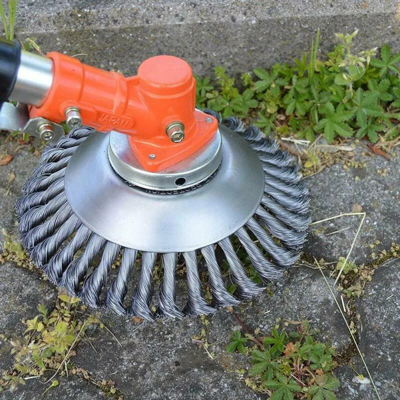 

8Steel Wire Wheel Brush Grass Trimmer Head + Gearbox Weed Cleaning Garden Tool