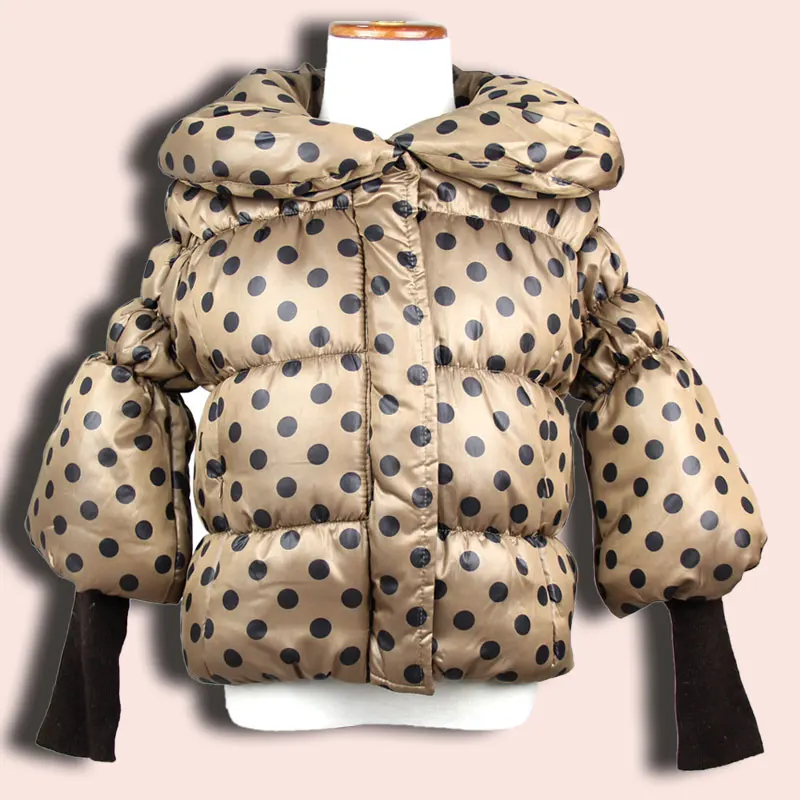 

Turtleneck Winter Jacket for Baby Girls 3-8 Years Girls Covered Button Cotton Jacket Children Polka Dot Coat Zipper Outwear