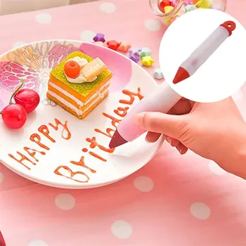 

3pcs Pastry Cream Chocolate Decorating Syringe Silicone Plate Paint Pen Cake Cookie Ice Cream Decorating Pens