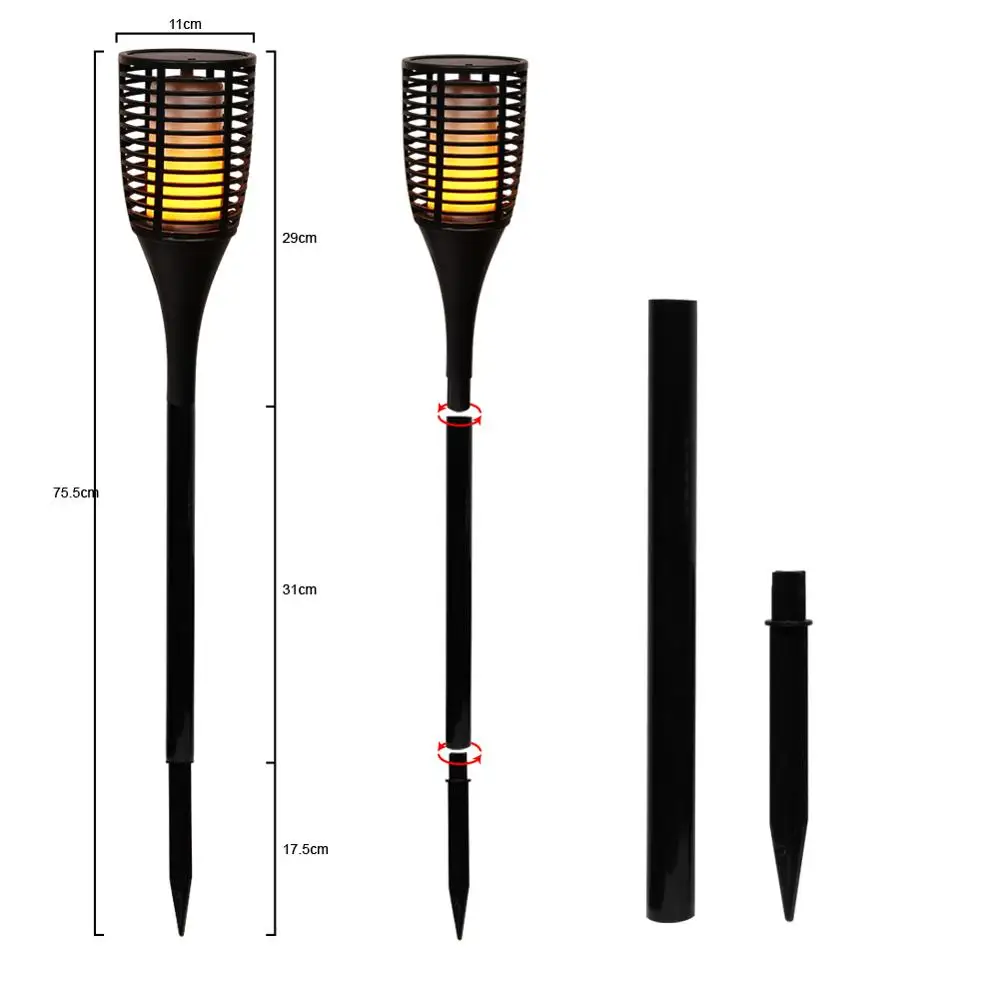 66 светодиодов солнечный светильник с пламенем для газона, танцевальное пламя, открытый водонепроницаемый садовый фонарь, лампа для внутреннего двора, балкона, ландшафтные солнечные лампы