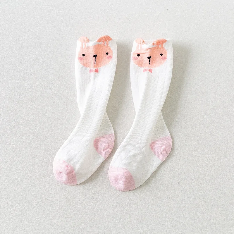 Warmom/Детские носки с рисунками животных для мальчиков и девочек детские гольфы из мягкого хлопка гетры для новорожденных, горячая Распродажа носков - Цвет: Pink white