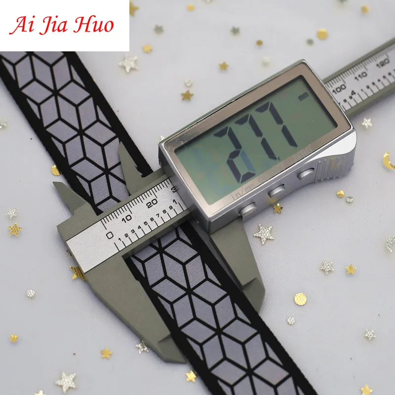Holographic Rhombic Reflective Ribbon Carved and Woven Bright Silver Decorative Band DIY Hand Sewing Safety Warning 2.7cm 1meter reflective tape