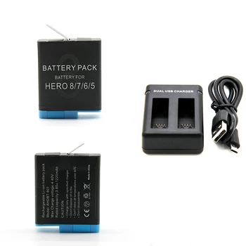 

2x 1220mAh AHDBT-801 Battery+Dual Charger for GoPro Hero 8 Hero 7 Hero 6 Hero 5 Batteries for GoPro Hero 5 6 7 8 Battery Charger